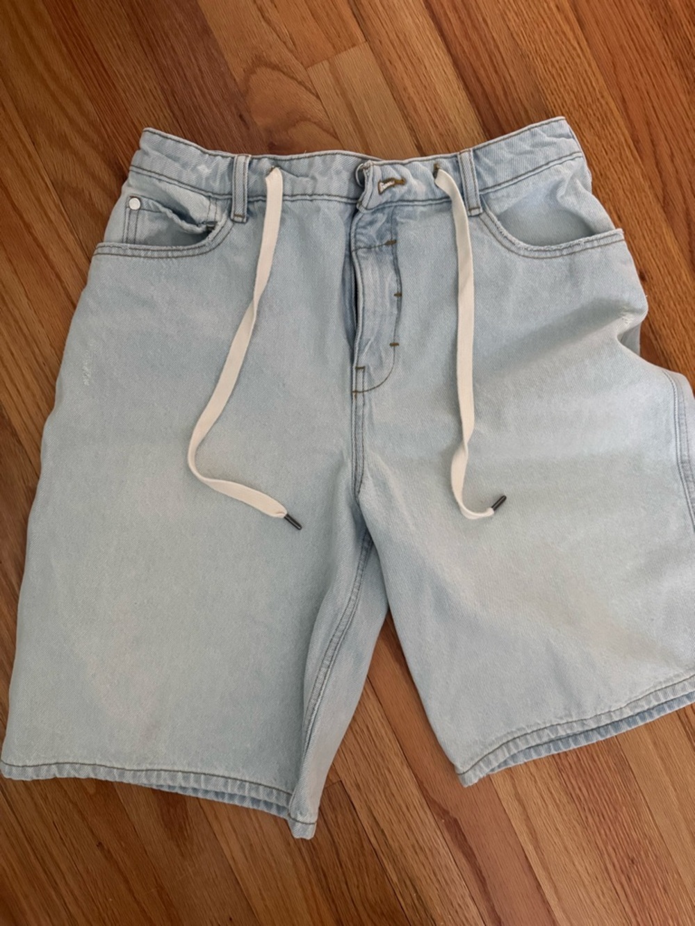 Light Blue Denim Shorts with Drawstring. By Pilcro. Size 28. Like new.